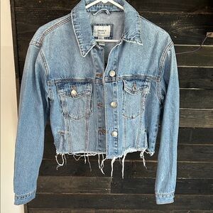 Forever 21 Light Blue Distressed Denim Jacket